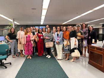 As servidoras Carmen Luiza, Cristiana Lima e Micheline Barboza representaram o Tribunal