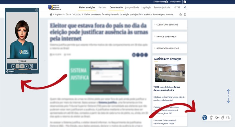 Site do TRE-SE conta com ferramenta de acessibilidade O portal permite a inclusão digital e social de pessoas com deficiência auditiva ou visual (tota...