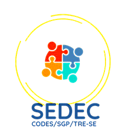 TRE-SE Sedec Logo Logo da SEDEC (Seção de Desenvolvimento e Capacitação do TRE-SE), com quatro peças de quebra-cab...